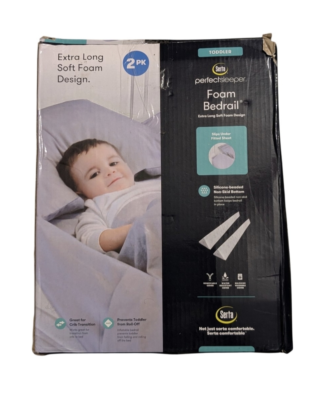 Serta Perfect Sleeper Toddler Foam Bedrail - Light Gray (2 Pack)